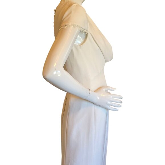 JS COLLECTION Royalty Inspired Cowlneck Wedding Gown sz 8 - Picture 7 of 14